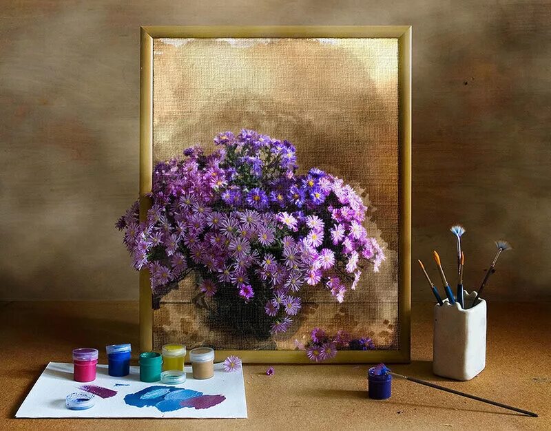 с днём рождения художнику. с днём рождения художнице. людивин короминас цветы. поздравление художнику с днем рождения. открытка художнику с днем рождения.