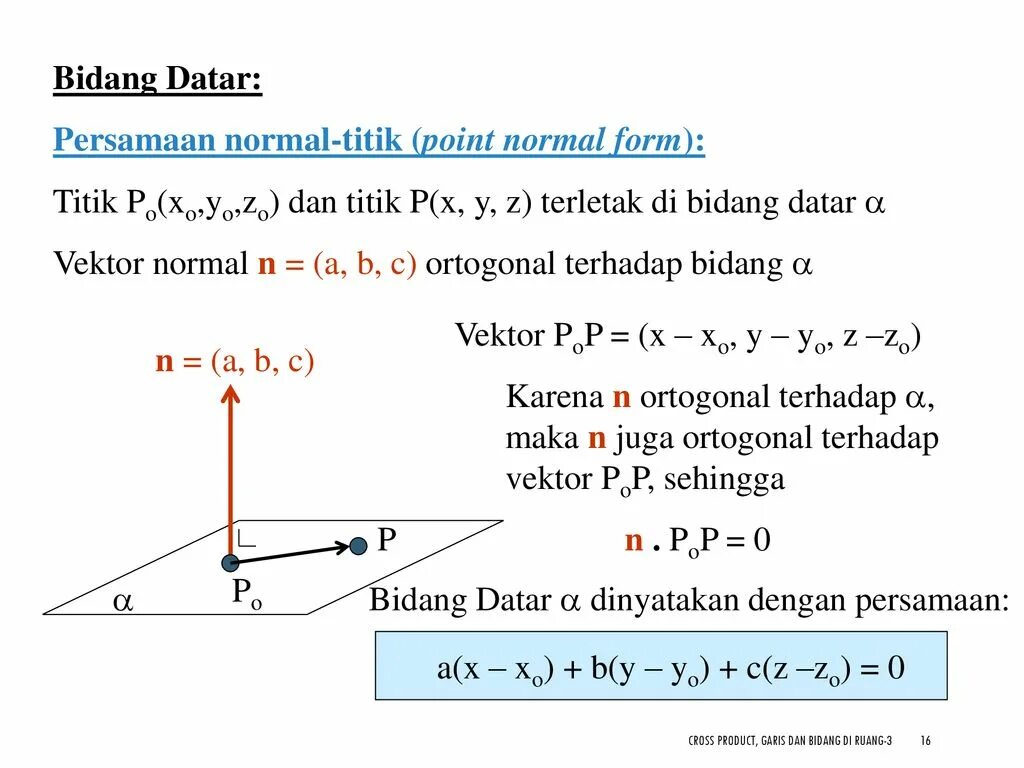 Normal points. Point–normal form. crossproduct explanation point2d javafx.