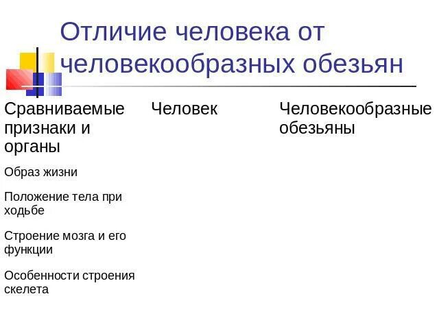 Что отличает человекообразную от человека. Различия человека и человекообразных обезьян. Черты различия человека и человекообразных обезьян. Отличие от человекообразных обезьян. Человек отличается от человекообразных обезьян.