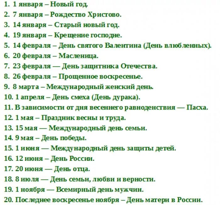 Какие даты дня рождения считаются