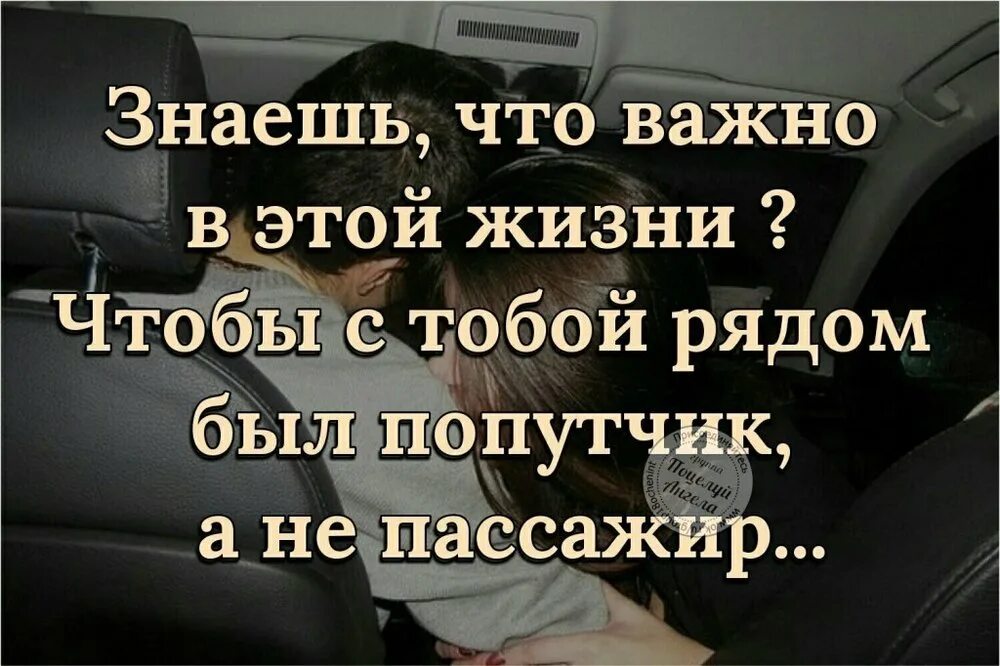 Важно знать что в случае. Важно чтобы в жизни был попутчик а не пассажир. знаешь что важно в этой жизни чтобы. главное чтобы рядом был попутчик а не пассажир. что важно в жизни.
