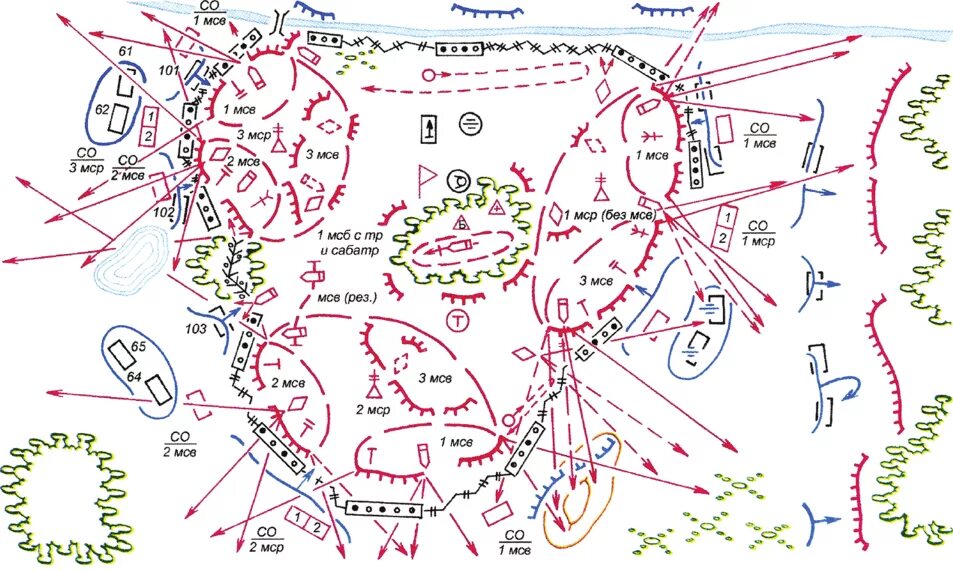 Бои в окружении. Мотострелковая рота в обороне схема. Мотострелковая рота в наступлении схема. Схема района обороны мотострелкового батальона.