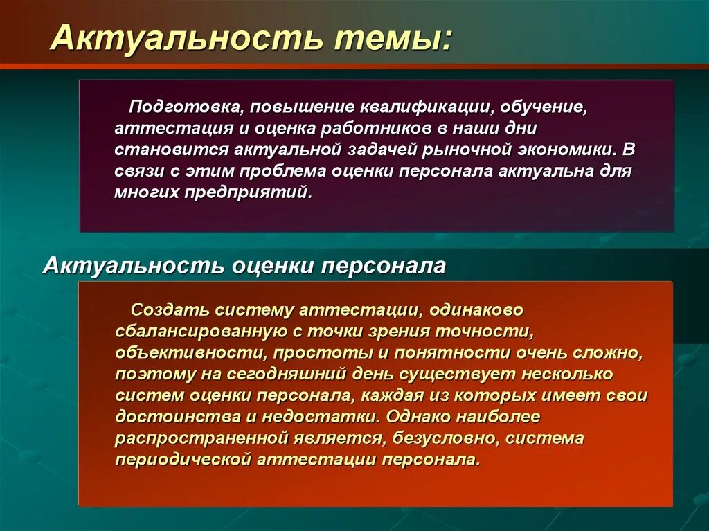 Актуальность темы. Оценка персонала обучение персонала. Тема оценка персонала в организации. Актуальность обучения персонала.