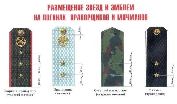 Расстояние между звездами на погонах прапорщика