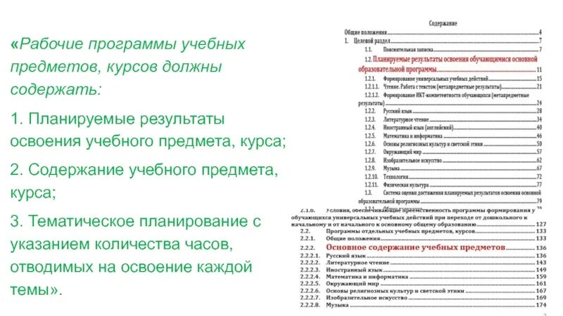 Рабочие программы учебных курсов должны содержать