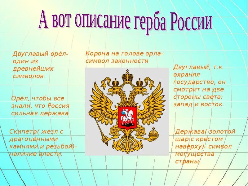 Почему именно двуглавый орел. Описание герба России кратко. Государственный герб РФ описание. Элементы герба России. Что,ощначает герь Росси.