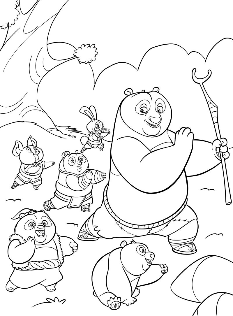 Раскраска кунг фу Панда 3. Раскраска кунфу Панда 3. Кунг фу Панда раскраска для детей.