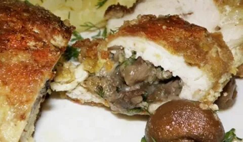 Фаршированная курица грибами сыром