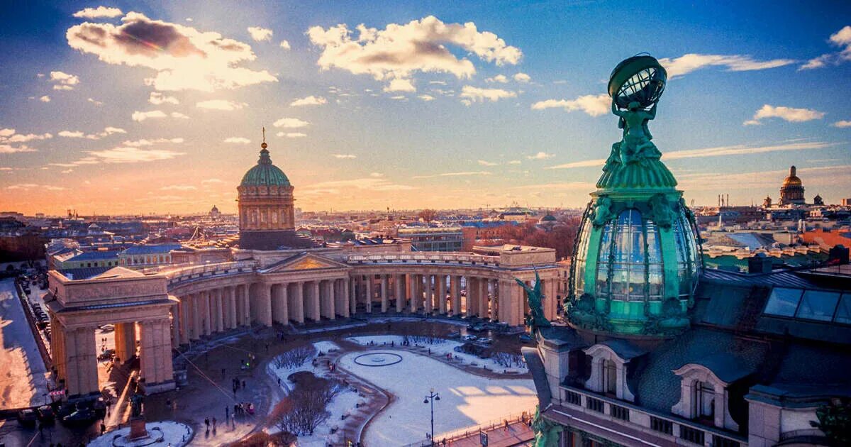 Картина фото постер Ночной Санкт-Петербург в раме МДФ Жемчуг с золотом 50х70 - к