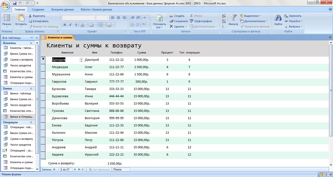 База клиентов организаций. Клиентская база в access. База данных клиентов банка. Таблица базы данных.