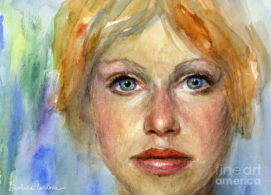 Нос акварелью. Акварельный портрет. Лицо человек красками. Детализированный портрет. Портрет человека акварелью.