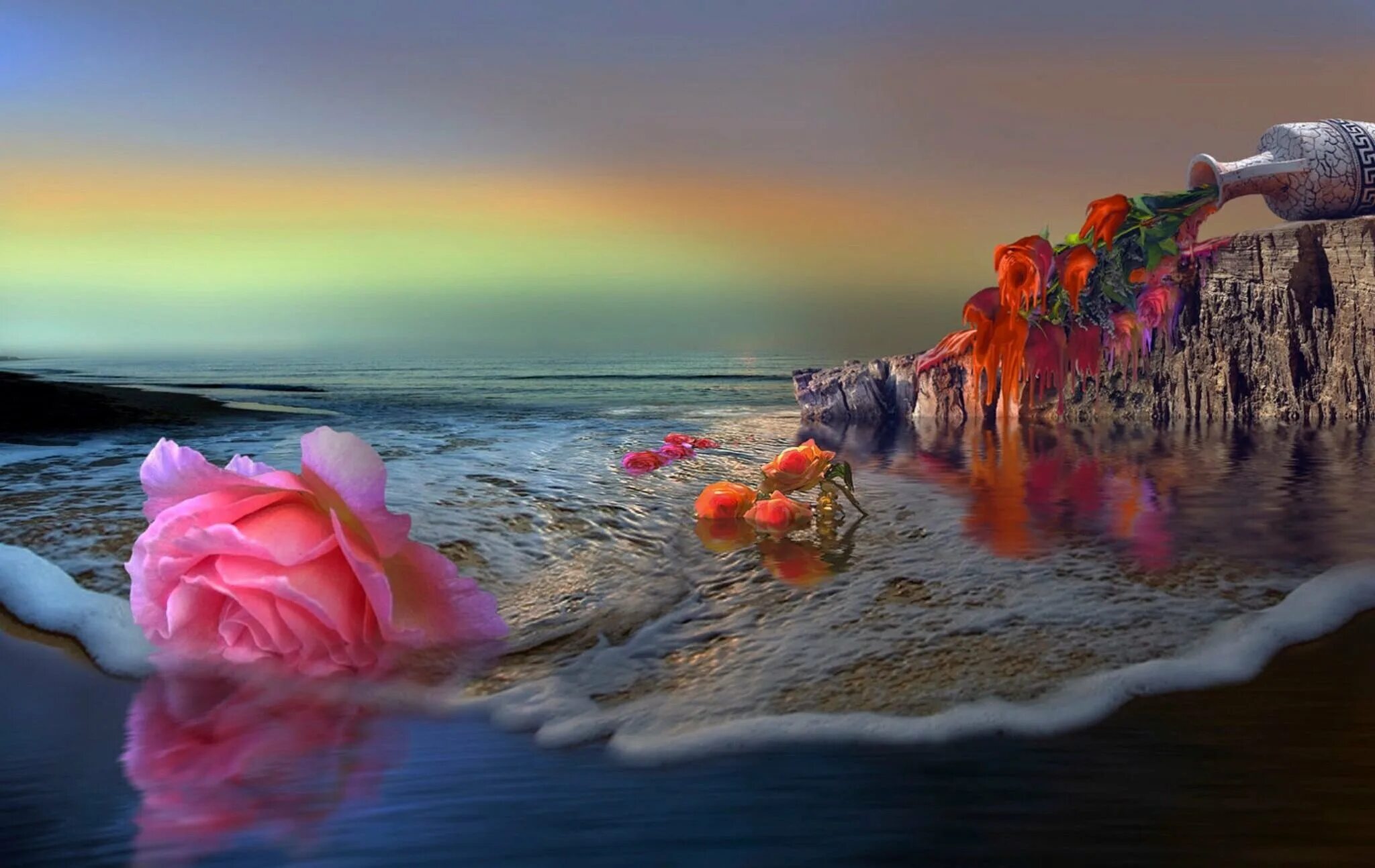 Поблагодарить море. Розы на берегу моря. Море роз. Вечер море закат и цветы. Красивые цветы на фоне моря.