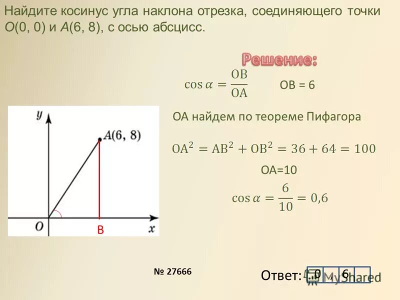 Известно что абсцисса некоторой точки прямой заданной. Найти координаты отрезка соединяющего точки. координаты середины отрезка соединяющего точки. тангенс угла наклона к оси абсцисс. найдите длину отрезка соединяющего точки.
