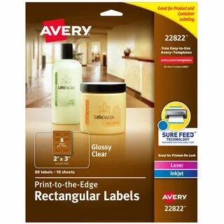 Glossy Clear Rectangle Labels, Sure Feed, 2" x 3", 80 Labels (22822) - Walmart.c