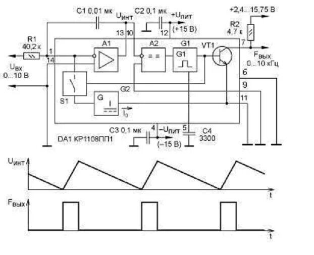 Схема частота напряжения. Преобразователь частота-напряжение схема. Преобразователь напряжение частота микросхема. Кр1108пп1 схема. Преобразователь напряжения в частоту импульсов схема.