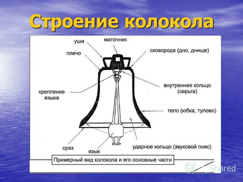 Строение колокола. Части колокола названия. Устройство церковного колокола. Части колокольчика названия.