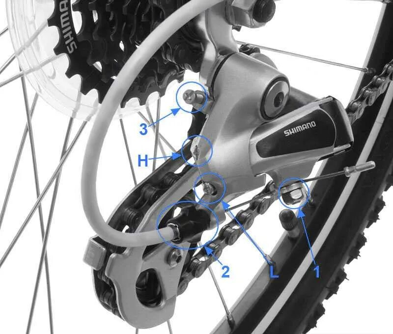 Регулировочные винты заднего переключателя велосипеда шимано. Тросик велосипедный для переключателя шимано 21 скорость. Задний переключатель скоростей Shimano цепь. Крепления переключателя скоростей шимано.