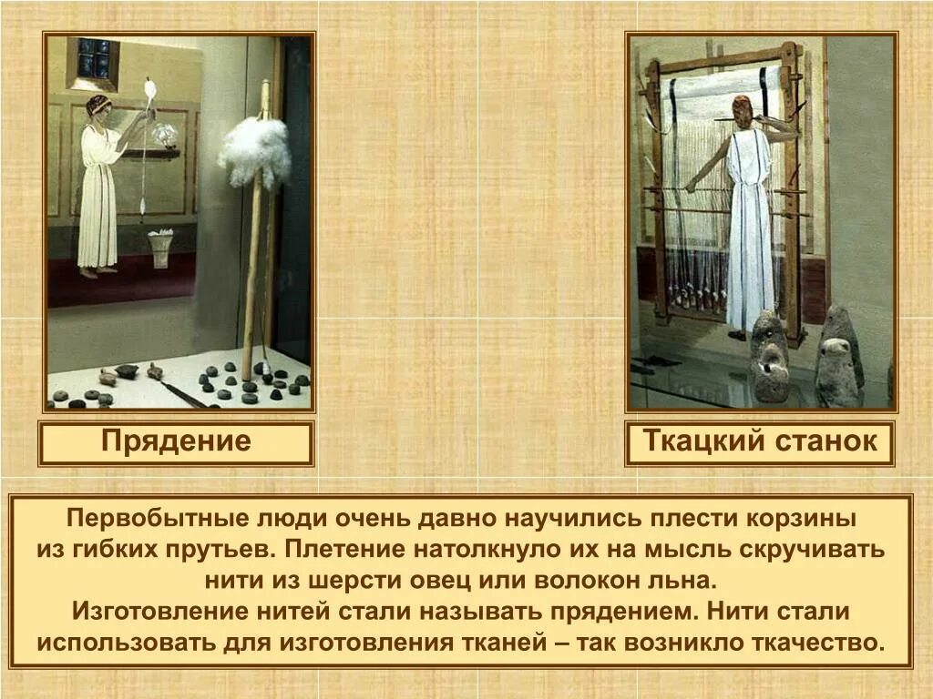 Что такое прядение 5 класс история древнего. Прядение и ткачество. ткацкий станок древнего человека. первобытные люди прядение ткачество. ткацкий станок первобытных людей.
