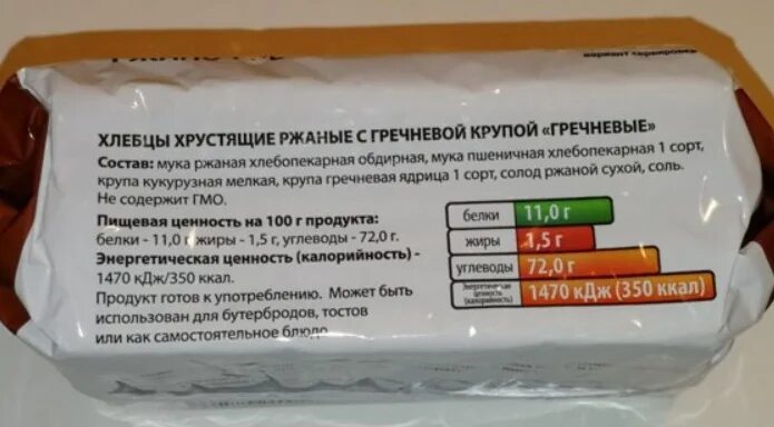 Сколько калорий в хлебцах гречневых