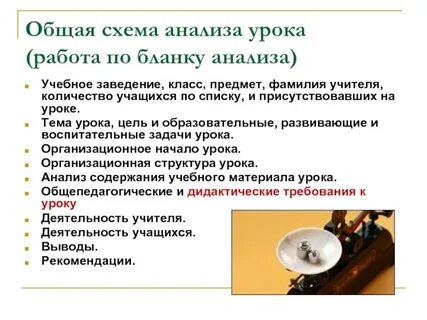 Анализ урока первый класс