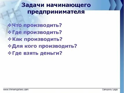 Задачи предпринимателя