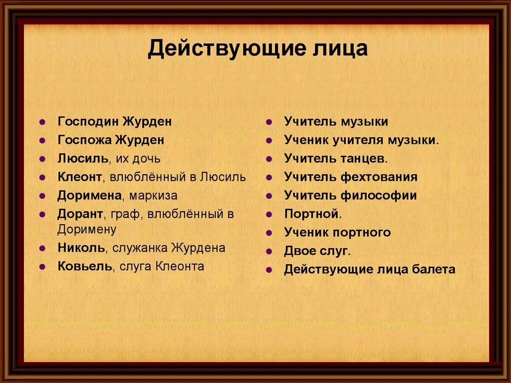 Господин и госпожа Журден. Господин Журден поступки. Составить план к образу Журдена. Составить цитатную характеристику господина Журдена.