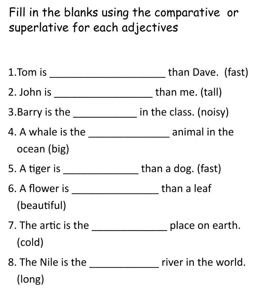 Прилагательные в английском языке упражнения 6 класс. Comparison of adjectives упражнение. Степени сравнения прилагательных в английском языке Worksheets. Степени прилагательных в английском языке Worksheets. Superlative adjectives упражнения.