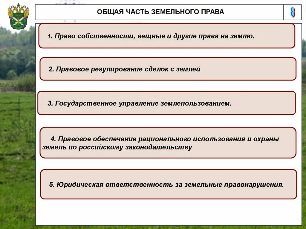 Земельное право понятие. Реализация частных интересов