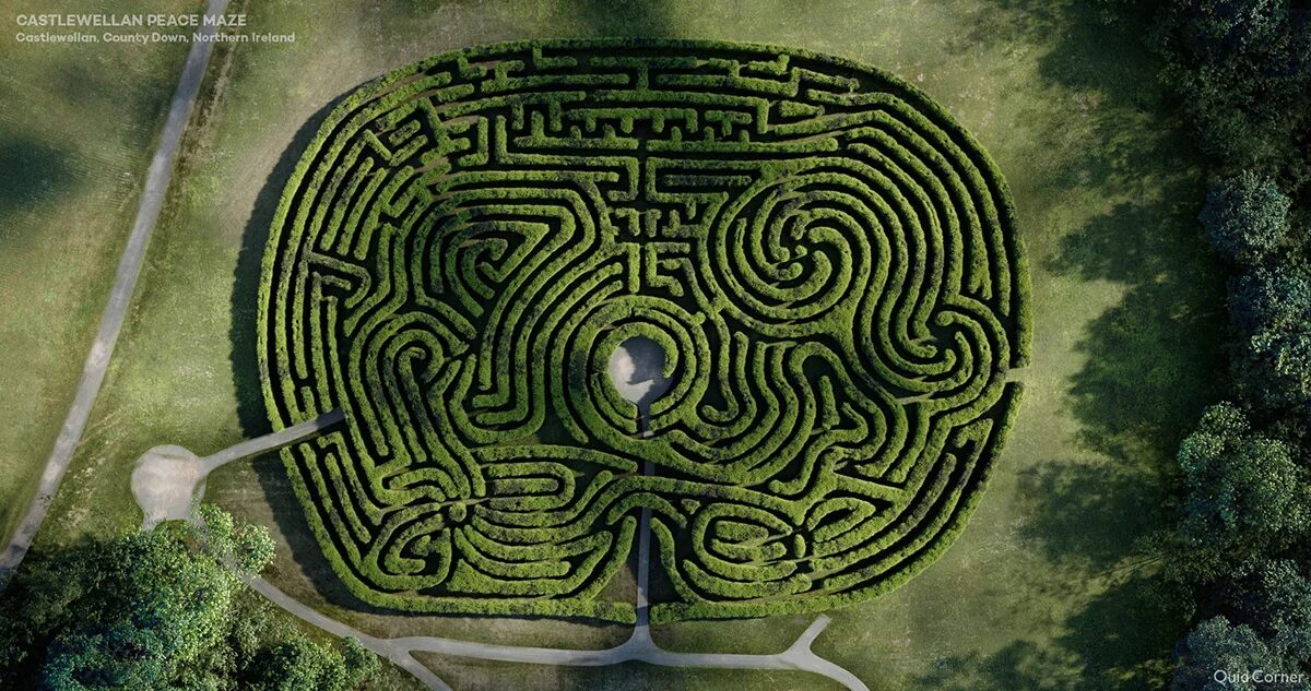 Peace Maze, Каслвеллан, Ирландия Лабиринт. Лабиринт Longleat Hedge Maze. Семиповоротный Лабиринт в поместье. Современные лабиринты.