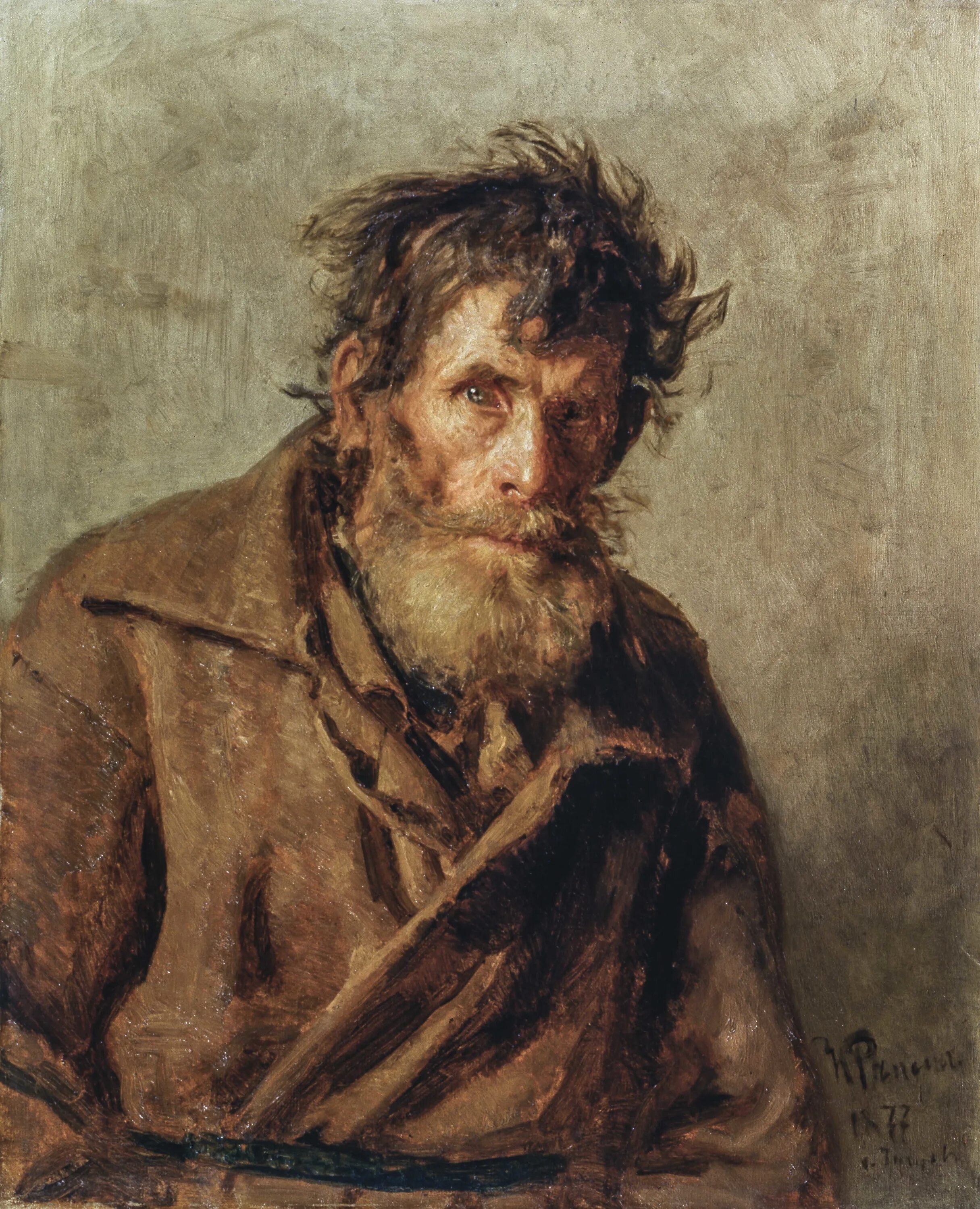 Мужичок из робких, Репин, 1877.