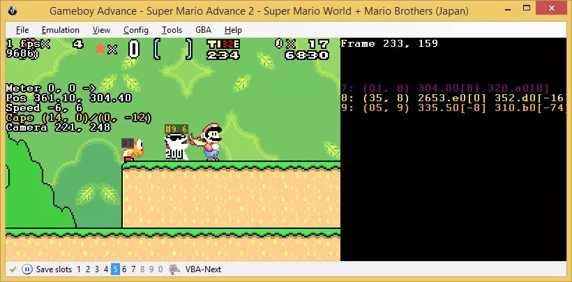 Japanese emulator. Super Mario Advance 2 GBA. Super Mario World GBA.