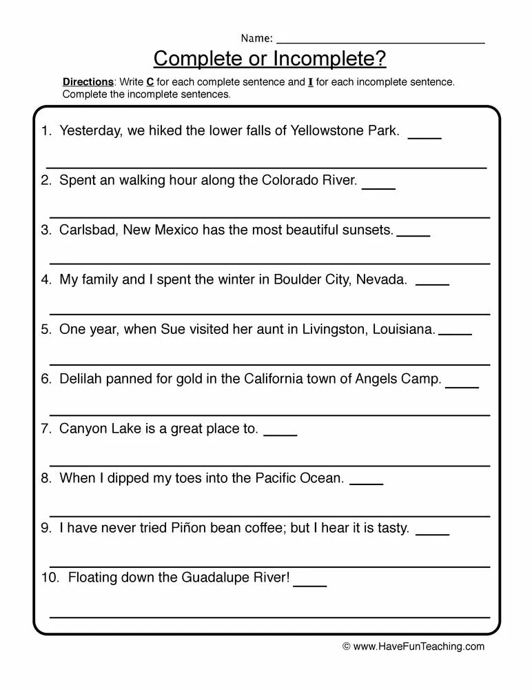 Complete or incomplete sentences. Complete the sentences Worksheets. Continue the sentences Worksheets. Complete the sentences for Kids. Write the type of sentences