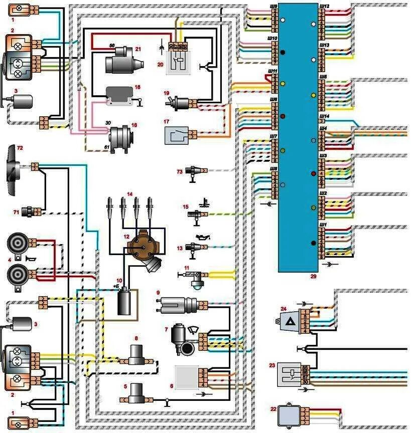 Принципиальная электрическая схема ВАЗ 2107. ВАЗ 2104 инжектор схема электрооборудования. Схема электрооборудования ВАЗ 2107 инжектор. ВАЗ 2104 схема электрооборудования.