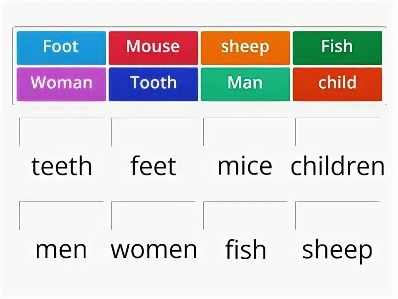 Plurals exceptions Wordwall. Wordwall plural 3