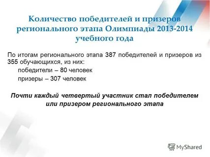 Сколько призеров регионального этапа