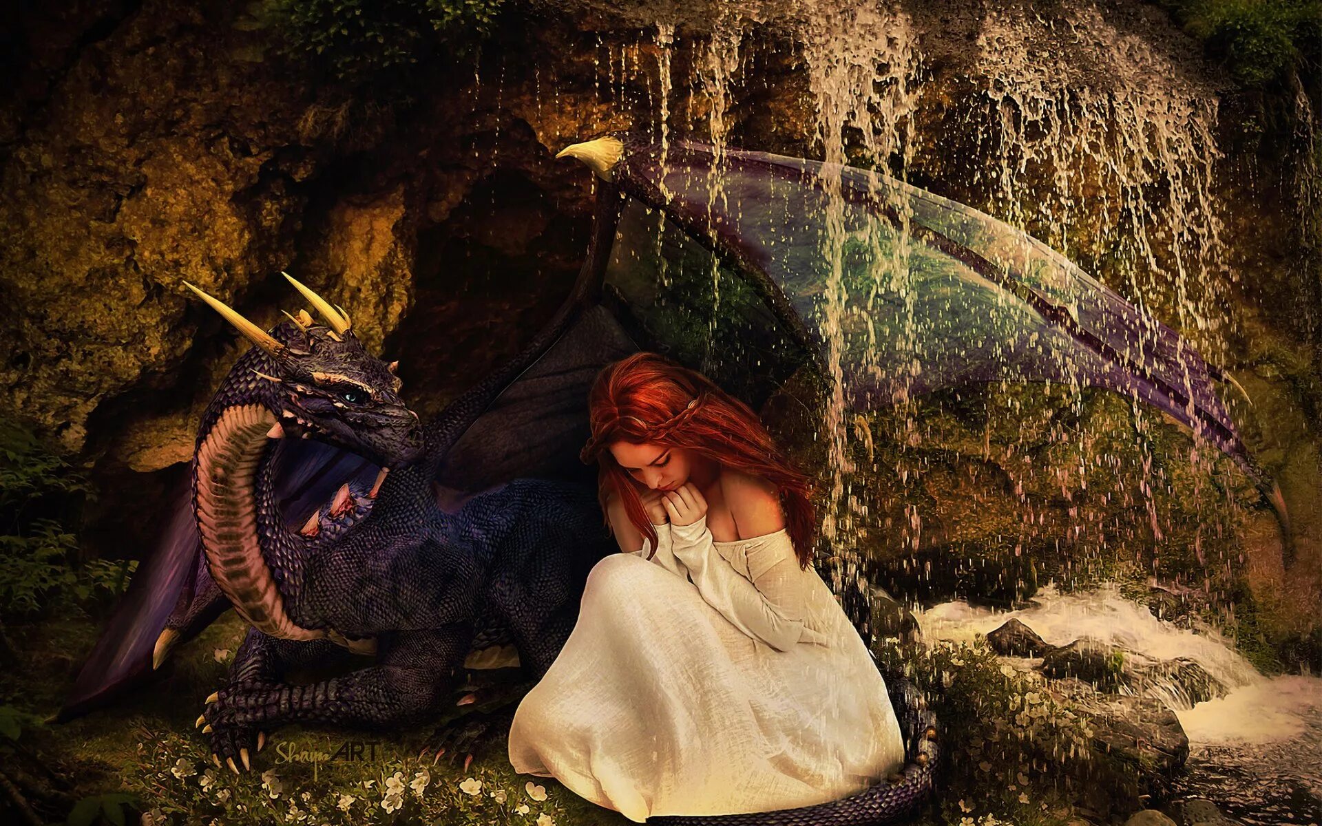 Девушка и дракон. Девочка и дракон. Сказочный дракон.