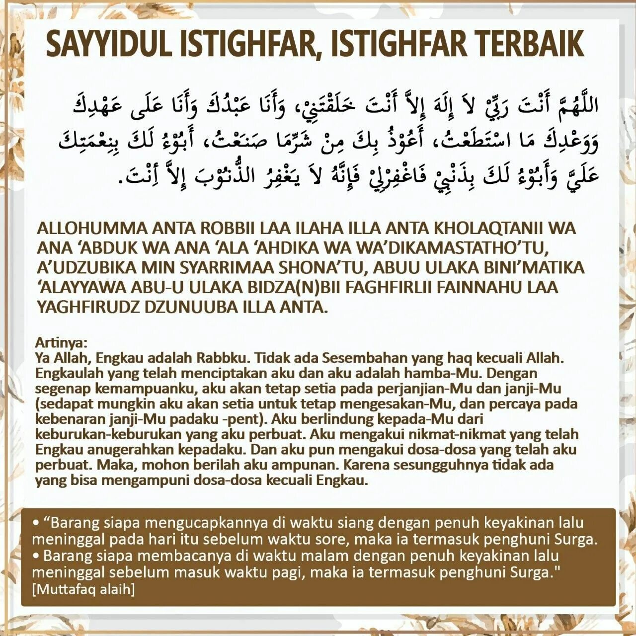 Истигфар. Sayyidul Istighfar. Истигфар Дуа. Сура Саидуль Истигфар.