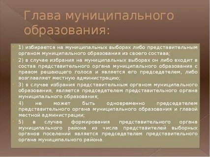 Глава муниципального образования статья