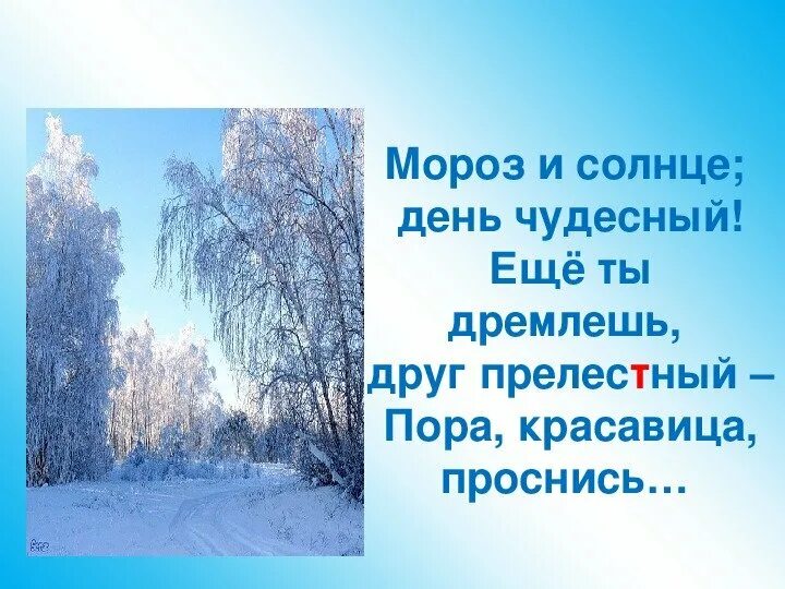 Мороз и солнце какое предложение. Мороз и солнце какое предложение