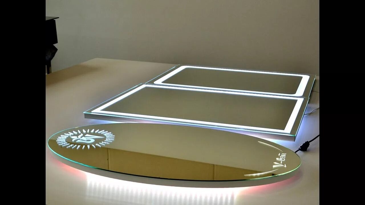 Зеркало с led подсветкой "Кристал премиум" 900х600мм. Зеркало с подсветкой торец. Фигурное зеркало с подсветкой.