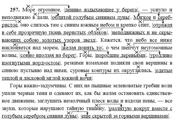 Море уснуло и неподвижно вдали облитой голубым. Готовые домашние задания по русскому языку 9 класс. упражнение 257 по русскому языку. русский язык 9 класс 257. море огромное лениво вздыхающее у берега уснуло и неподвижно вдали.