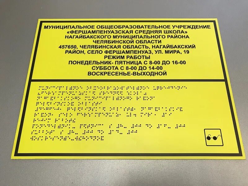 Тактильные таблички, ПВХ, 3мм. Таблички по Брайлю. Вывеска школы с шрифтом Брайля. Табличка организации со шрифтом Брайля. Шрифт брайля гост