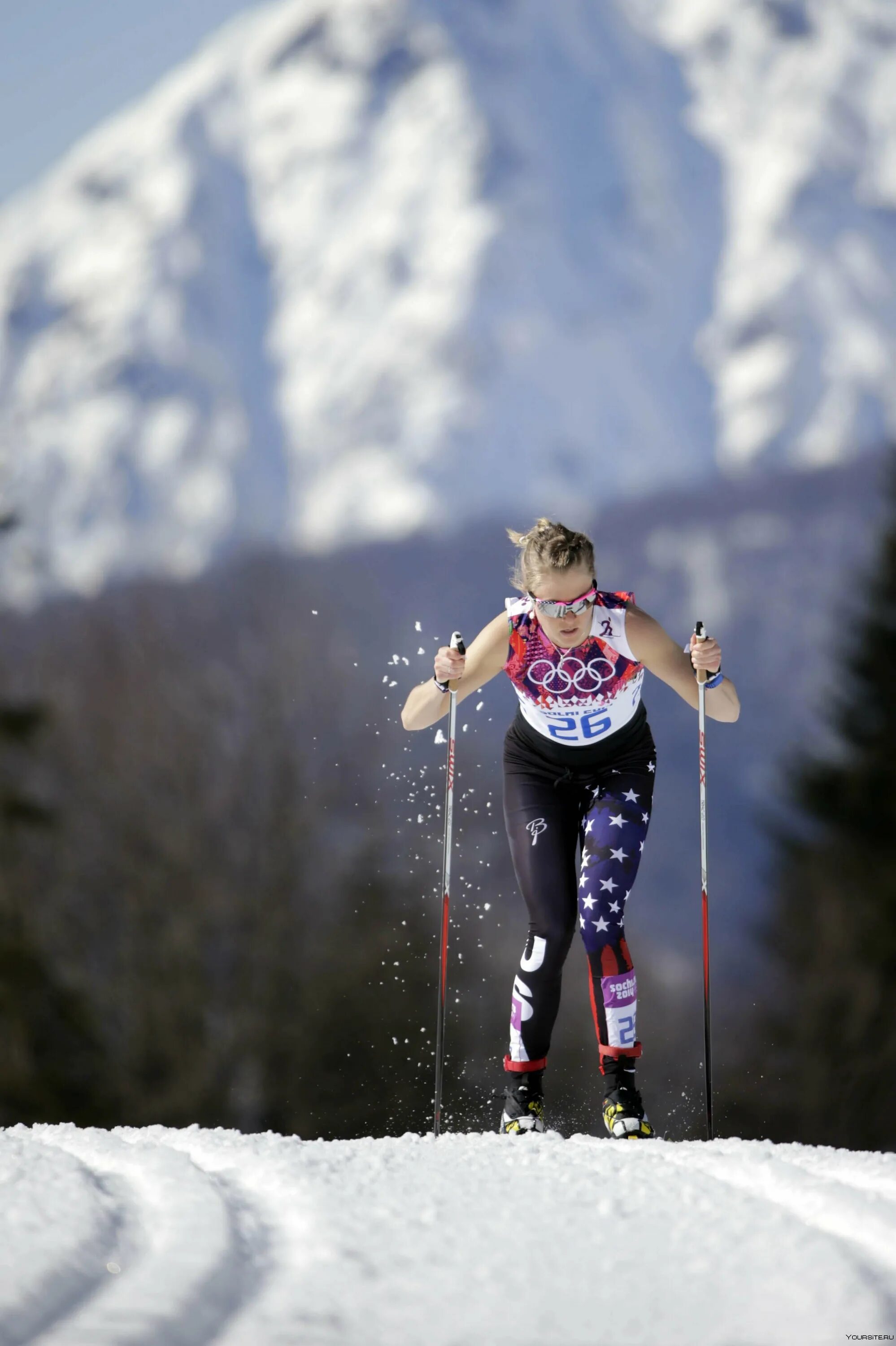 Running skiing