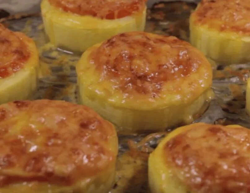 Кабачки с фаршем кружочками