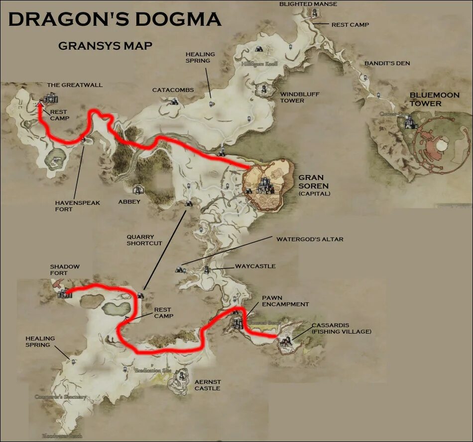 Dragons dogma 2 где сохранения. Dragon Dogma 2 карта. Картат Dragon's Dogma Dark Arisen. Dragon's Dogma Dark Arisen карта Форт тени.