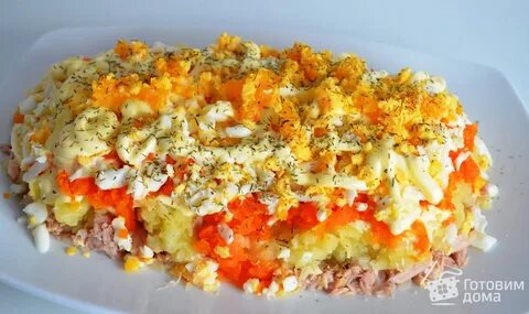Салат мимоза без картошки и масла