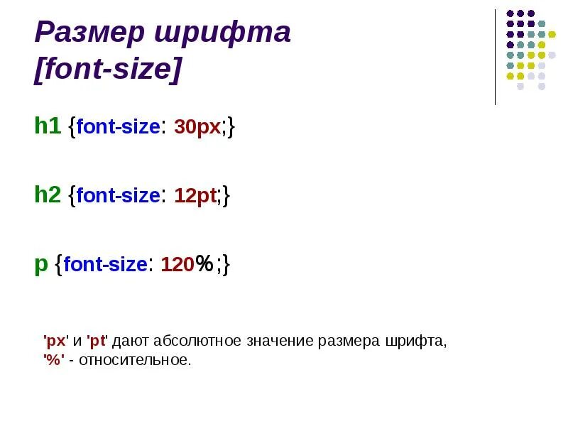 Font size px