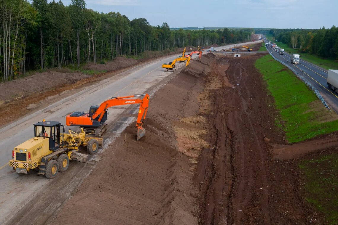 Реконструкция трассы м7 в Нижегородской области 2020. Реконструкция автомобильной дороги. Стройка дороги. Прокладывание дорог. Переустройство дороги