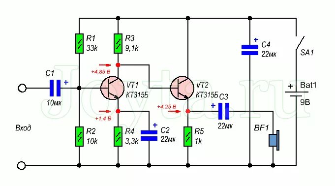 Схема с номиналами. Усилитель на транзисторе кт315. Усилитель низкой частоты на транзисторах кт315. 1. Двухкаскадный усилитель на биполярных транзисторах. Усилитель низкой частоты на кт315.