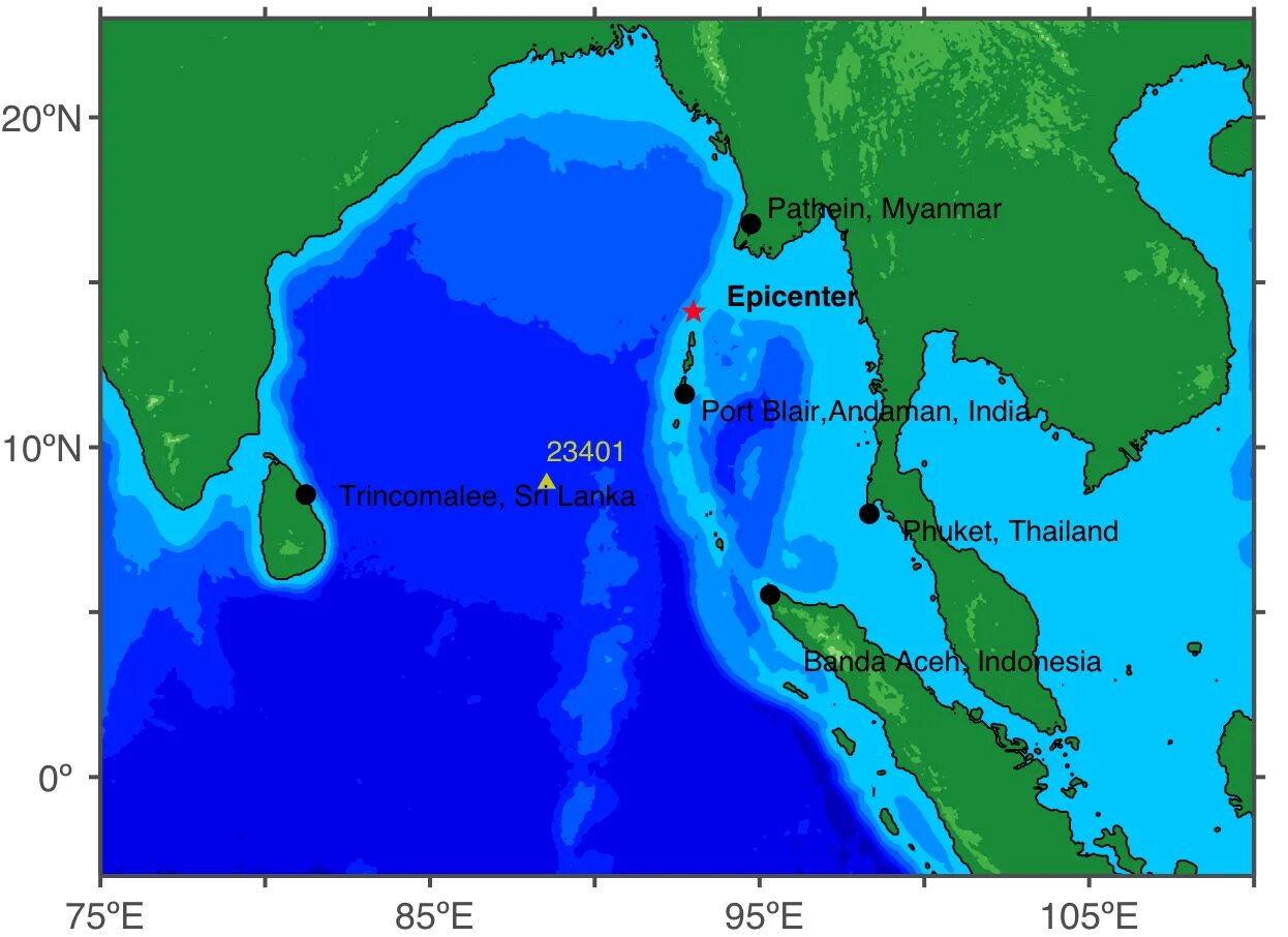 Карта глубин андаманского моря Andaman Sea WorldAtlas